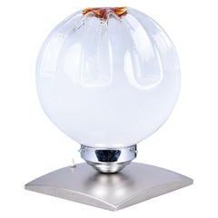 Mid Century Mazzega Murano Glas Lampe auf gebürstetem Stahl Basis