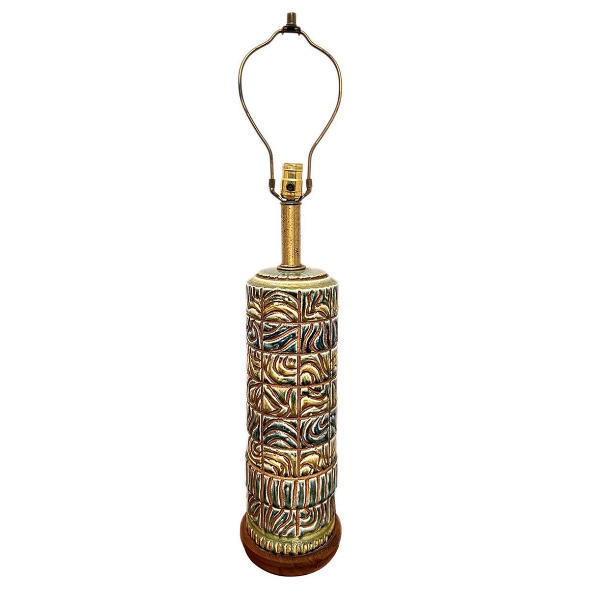 Große italienische Porzellanlampe aus der Mitte des Jahrhunderts
