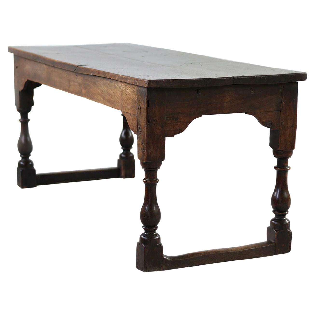 Solid Oak Table, circa 19th Century, Rustic Style, Prep or Dining Table For Sale