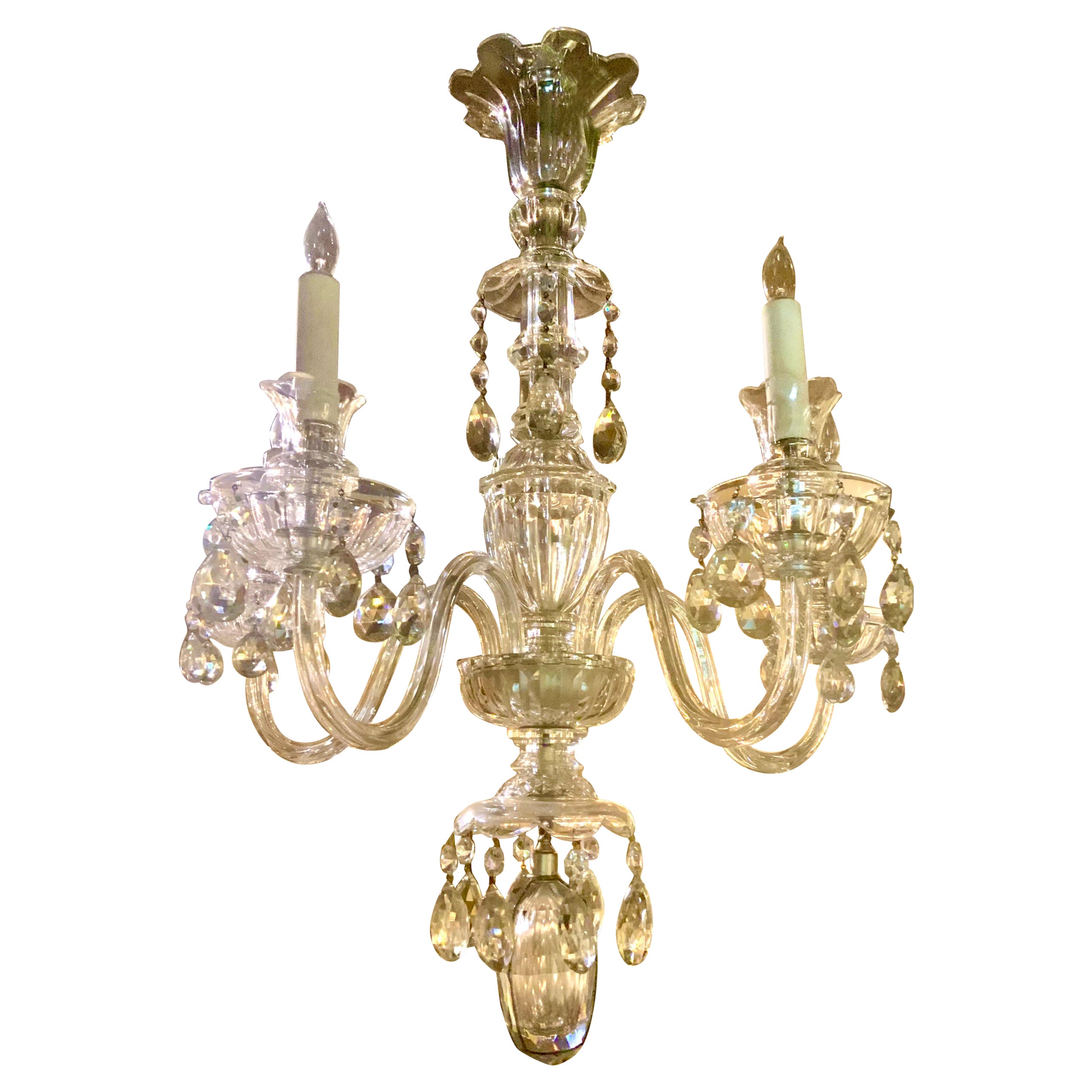 English all crystal chandelier, 19 th century For Sale