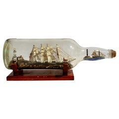 Antique Early 20th Century English Ships in a Bottle