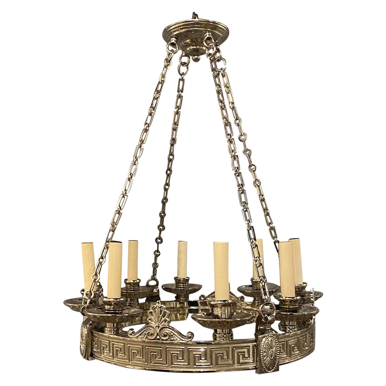 1900's Caldwell 8 Lights Chandelier with Greek key  For Sale