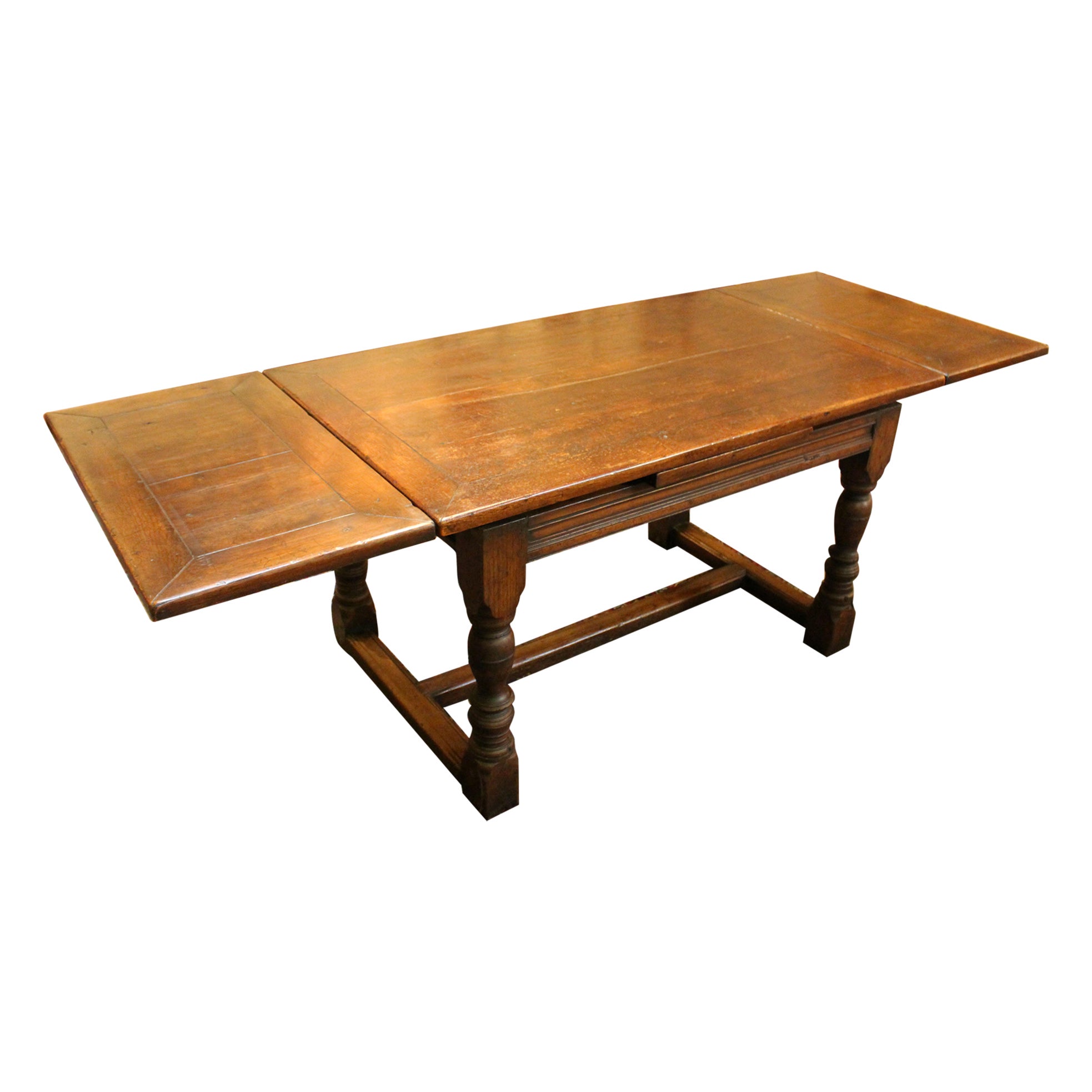 Circa 1860 Jacobean Revival Style Draw Leaf Table For Sale