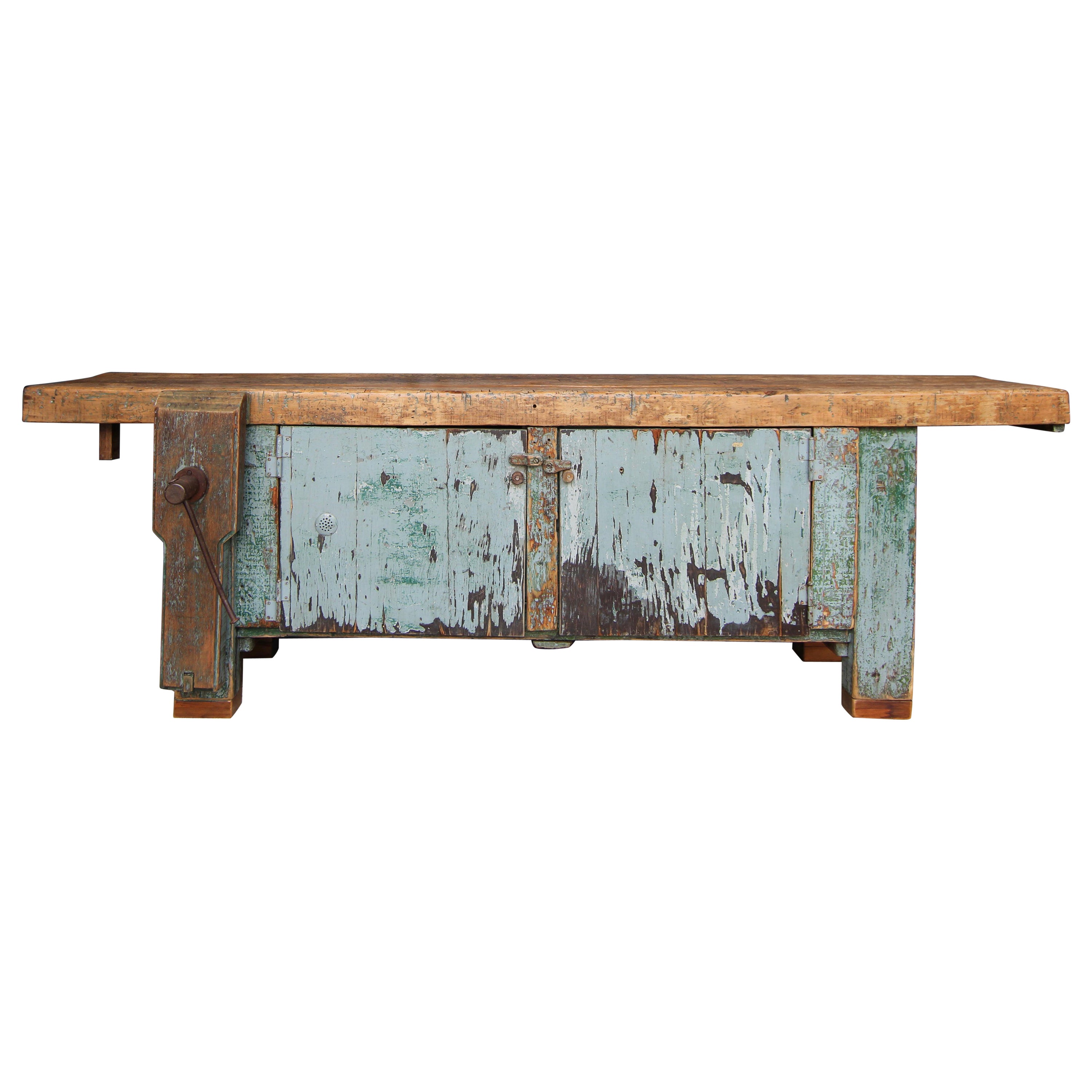 Large Early 20th Century Industrial Workbench