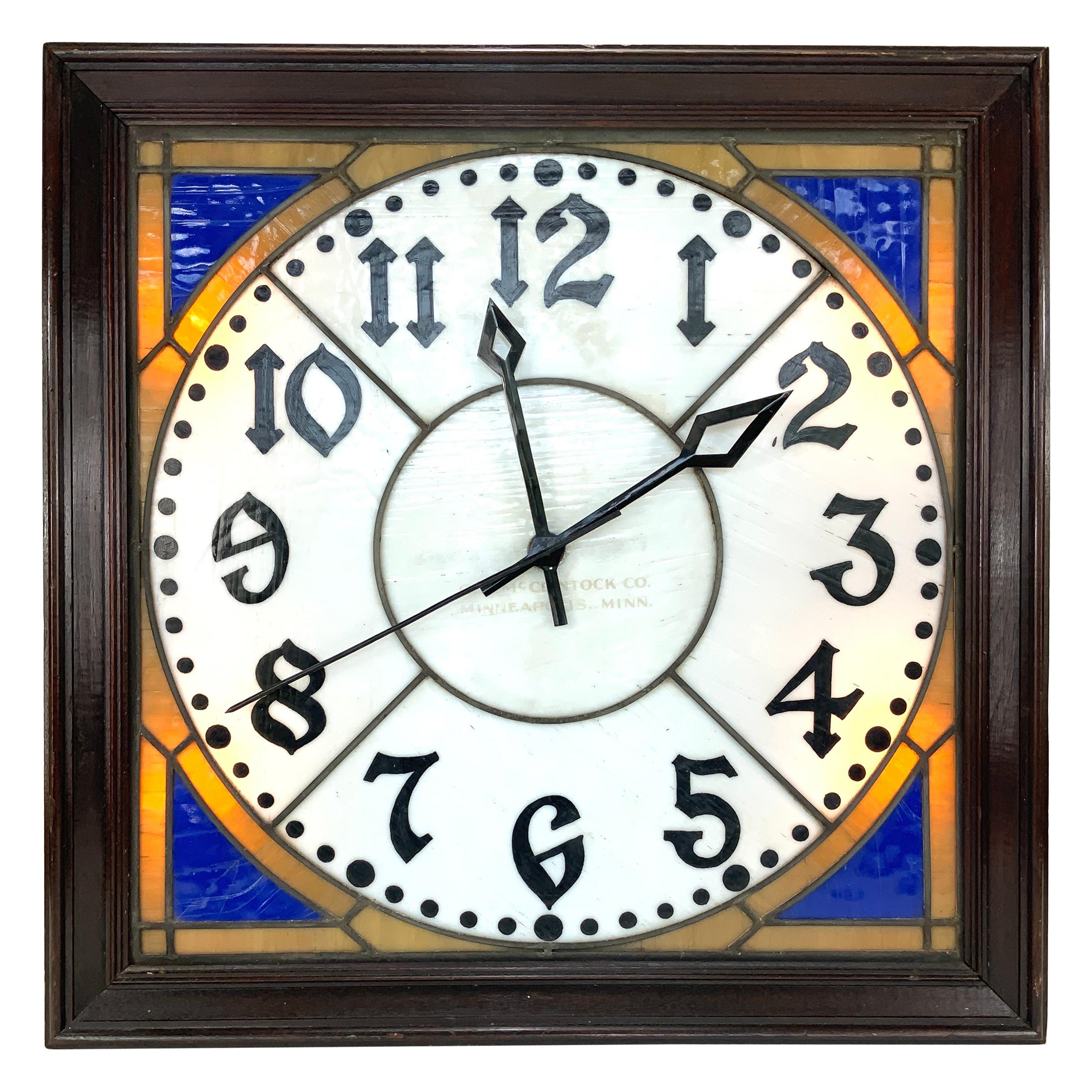 Rare O.B. McClintock Wall Bank Clock, c. 1920