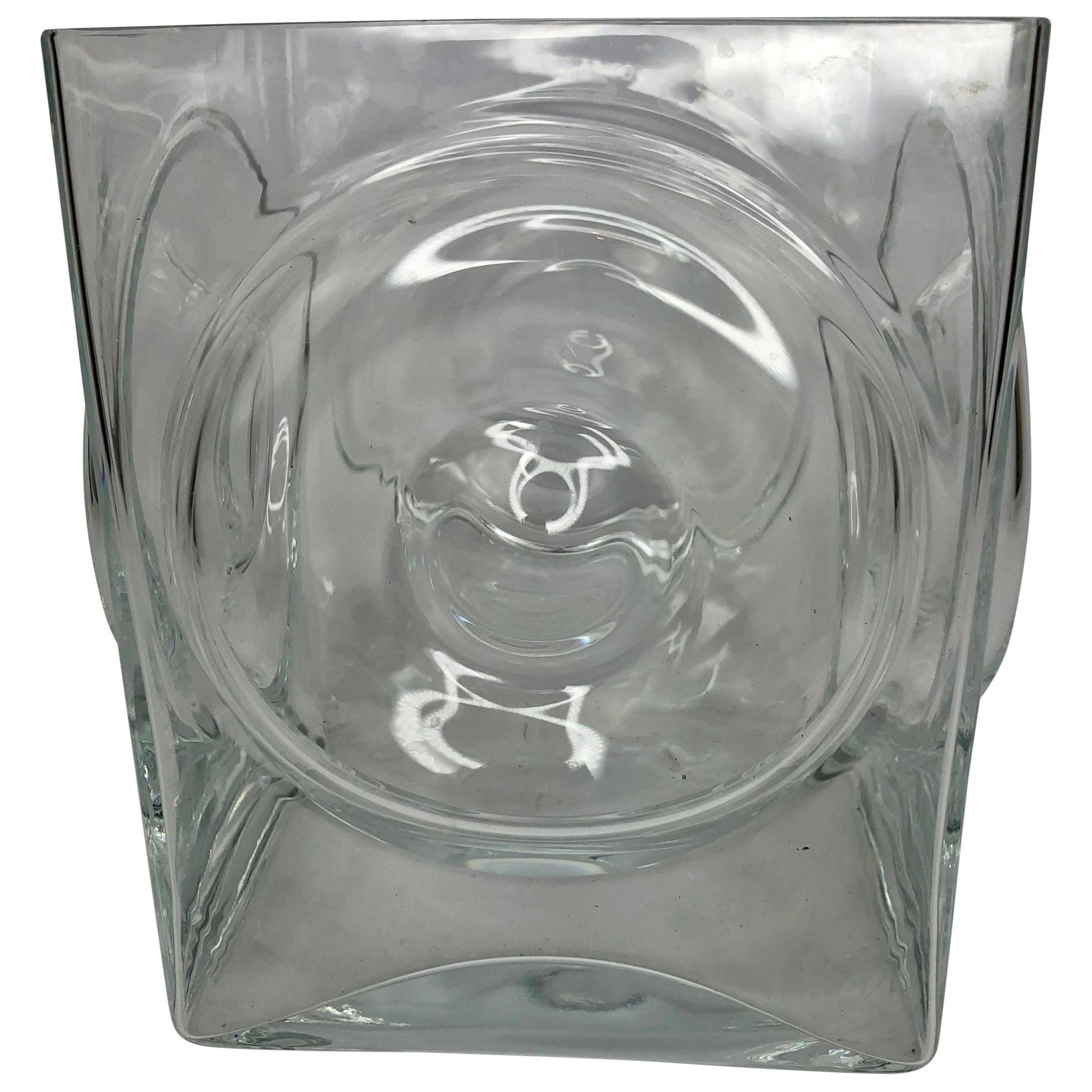 Seau à glace en verre Bulls-Eye vintage du milieu du siècle en vente
