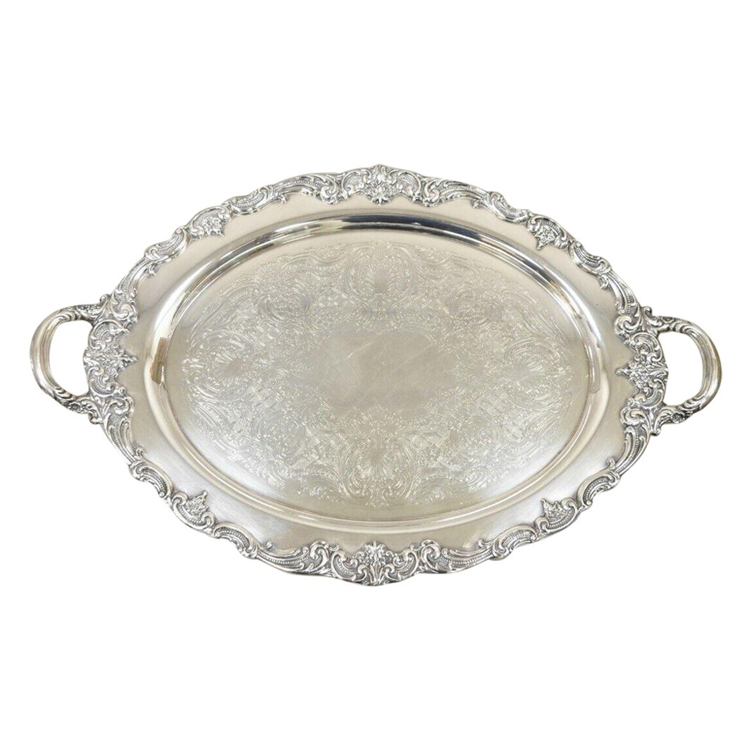 Reed & Barton 1955 25 Silver Plated Oval Twin Handle Large Serving Platter Tray For Sale