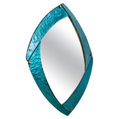 Bespoke Contemporary Italian Memphis Design Gold Turquoise Murano Glass Mirror