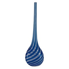 Dino Martens Jarrón de cristal de Murano azul y blanco circa 1950