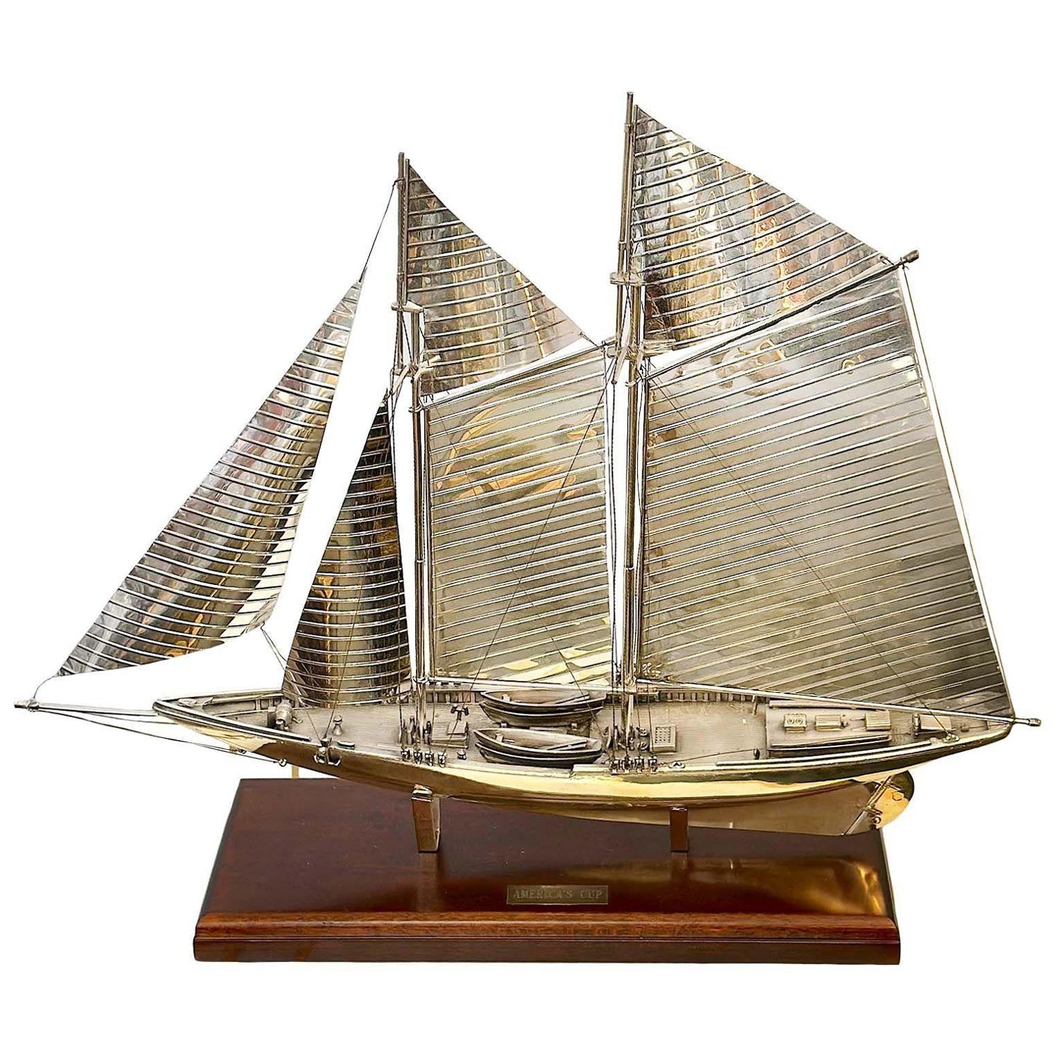 Rare 925 Sterling Silver Boat of America's Cup by Scully & Scully For Sale