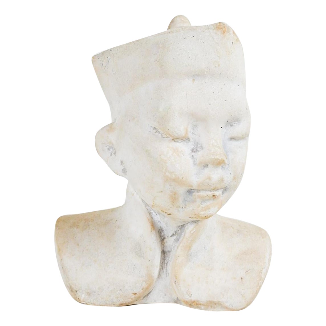 Vintage Chinese Boy Plaster Bust For Sale
