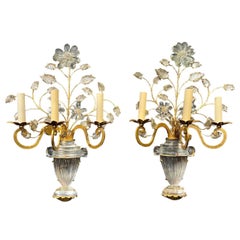 Vintage 1930's French Bagues Vase design 3 Lights Sconces