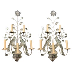1930's French Silver plated Bagues 5 Lights Sconces