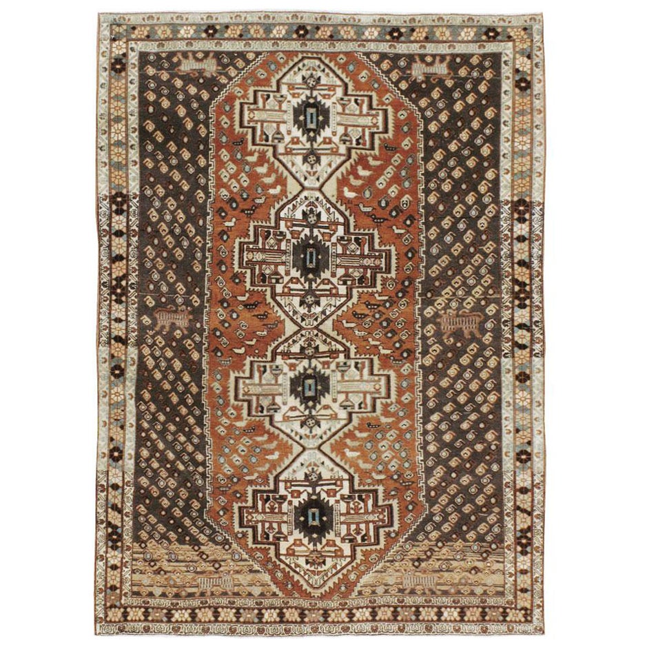 Mid-20th Century Handmade Persian Afshar Tribal Accent Rug For Sale