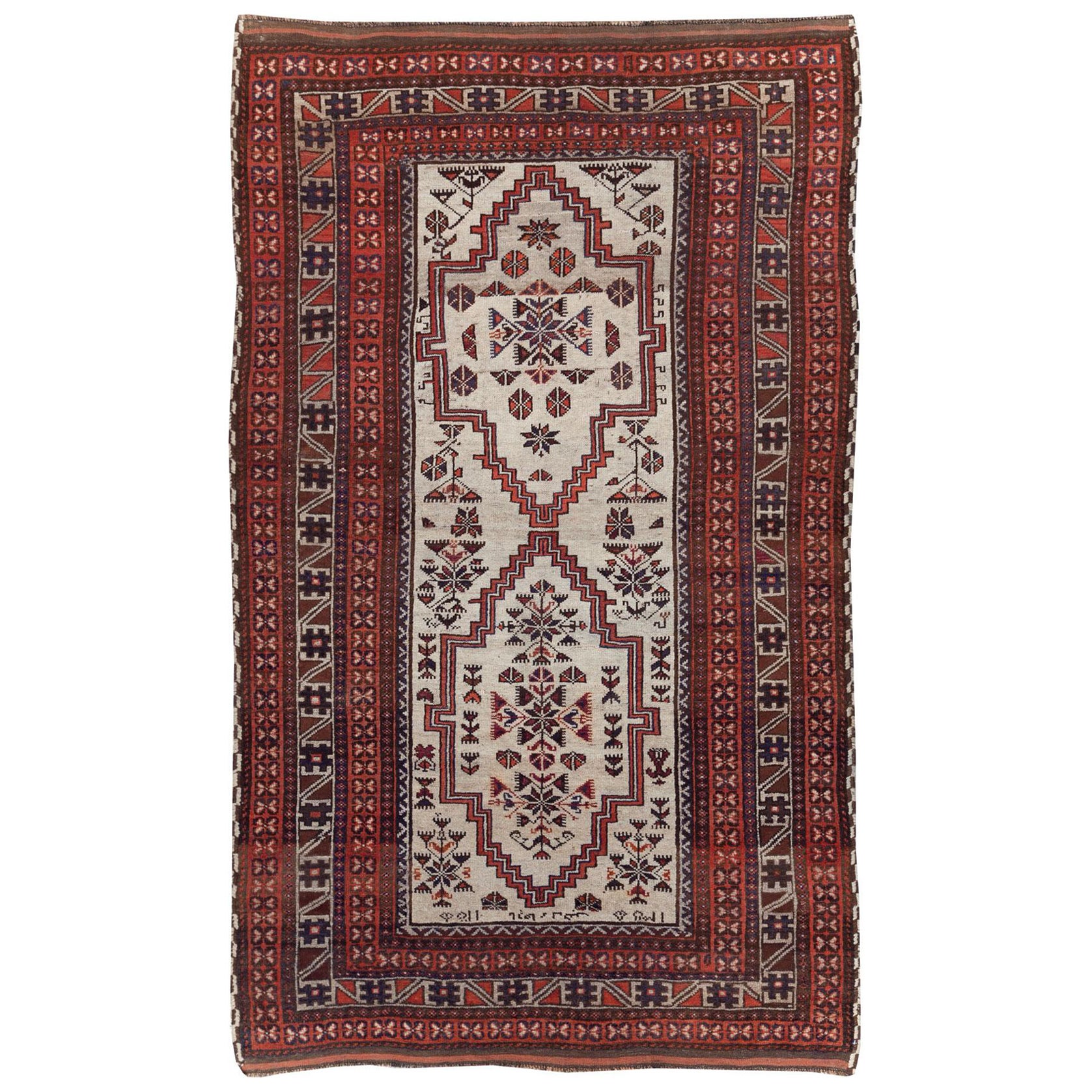 Mid-20th Century Handmade Persian Baluch Tribal Accent Rug For Sale
