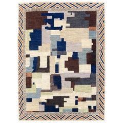 Contemporary Handmade East Turkestan Khotan Camouflage Pattern Room Size Carpet