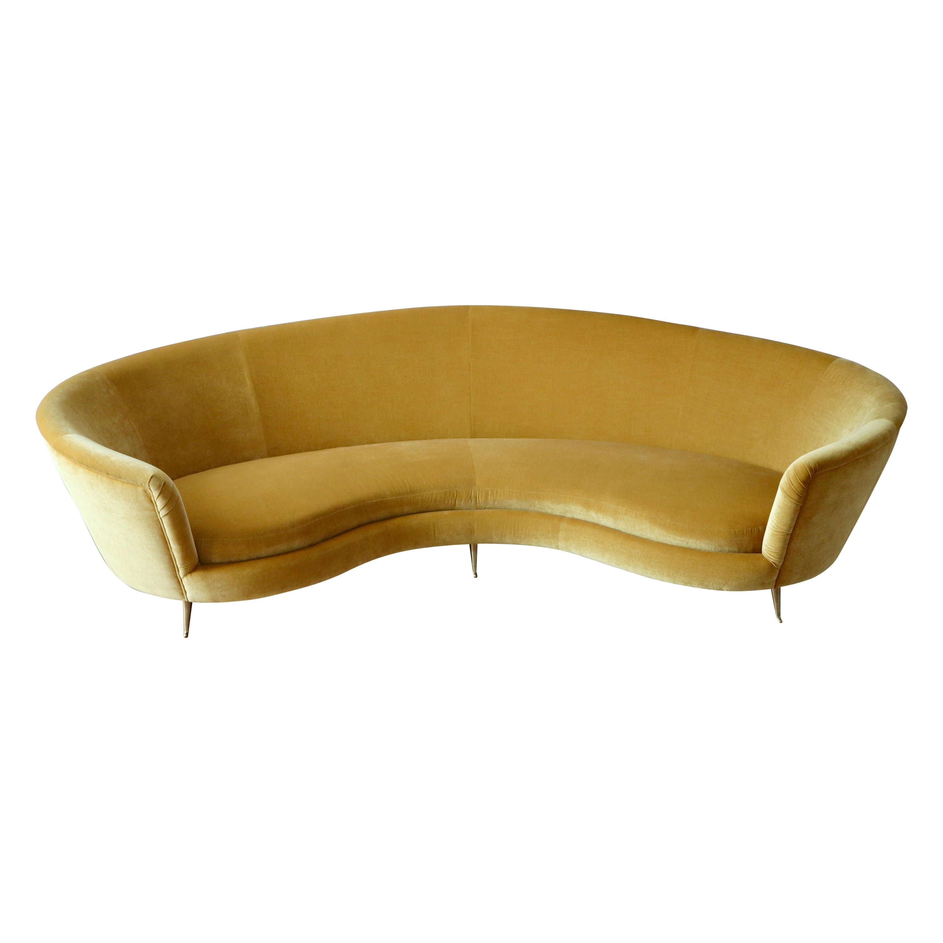 XXL Gio Ponti Style Large Mid Century Modern Italian Crescent Canapé Sofa For Sale