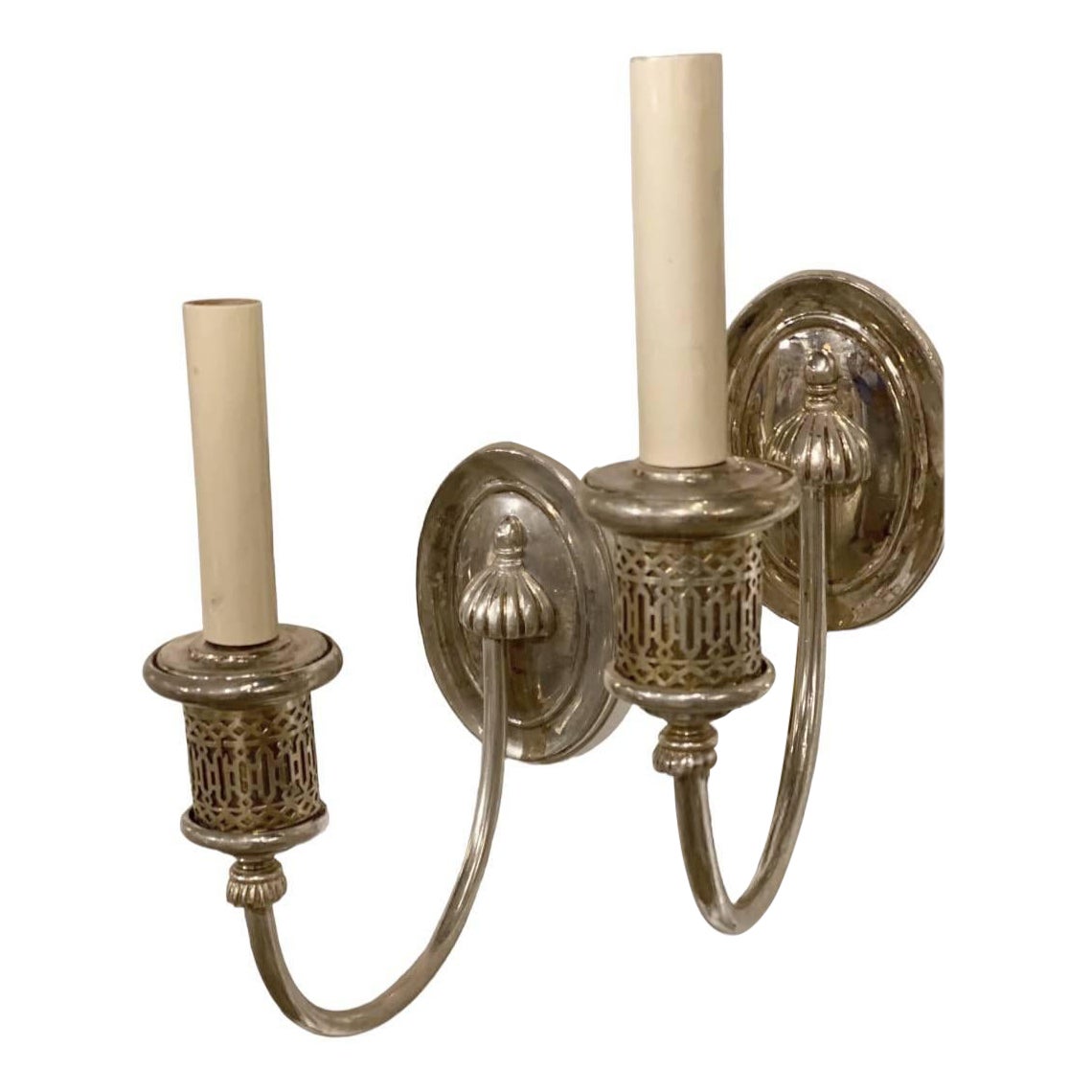 Caldwell Silver Plated One Light Sconces  For Sale