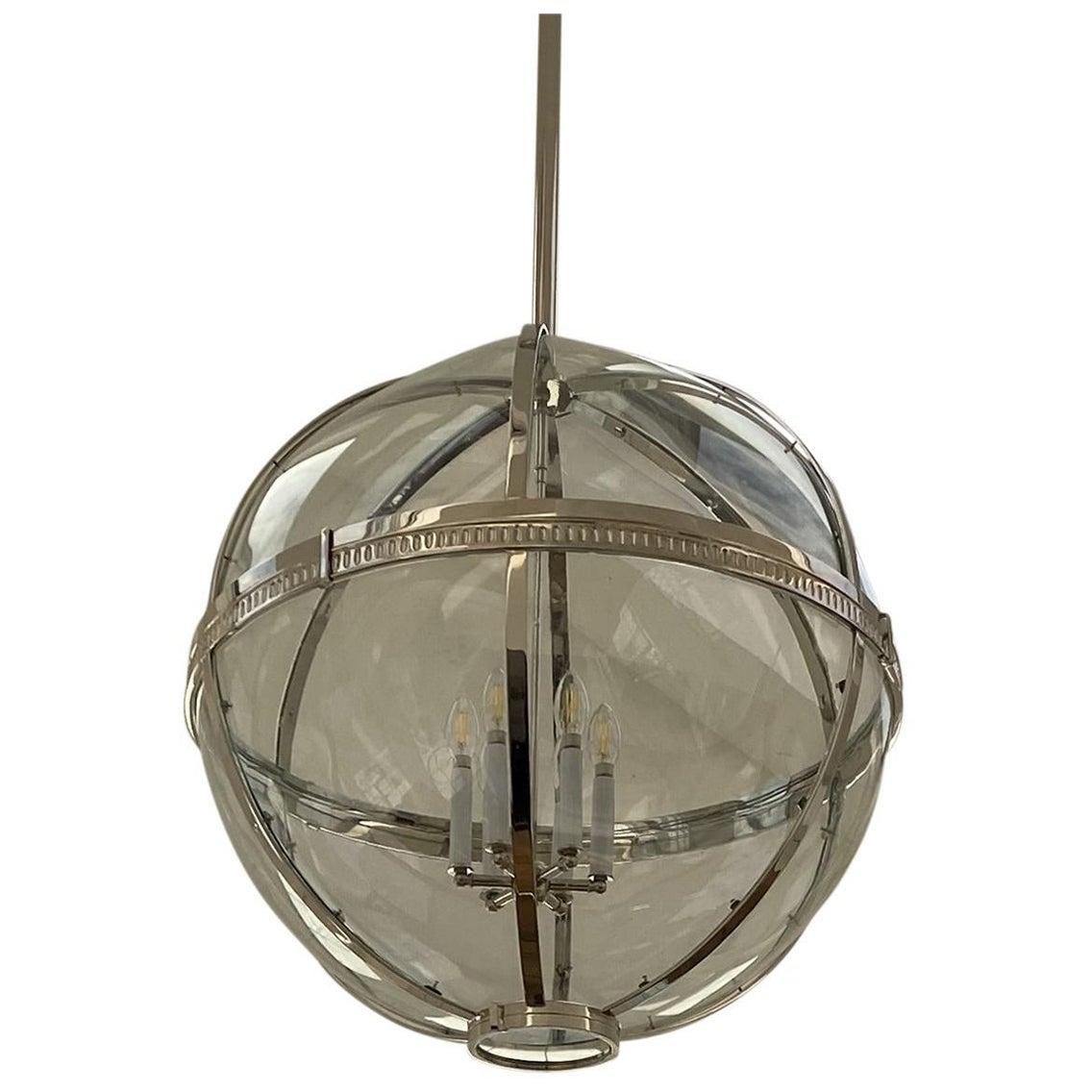 1940’s French Silver Plated Sphere Light Fixture For Sale