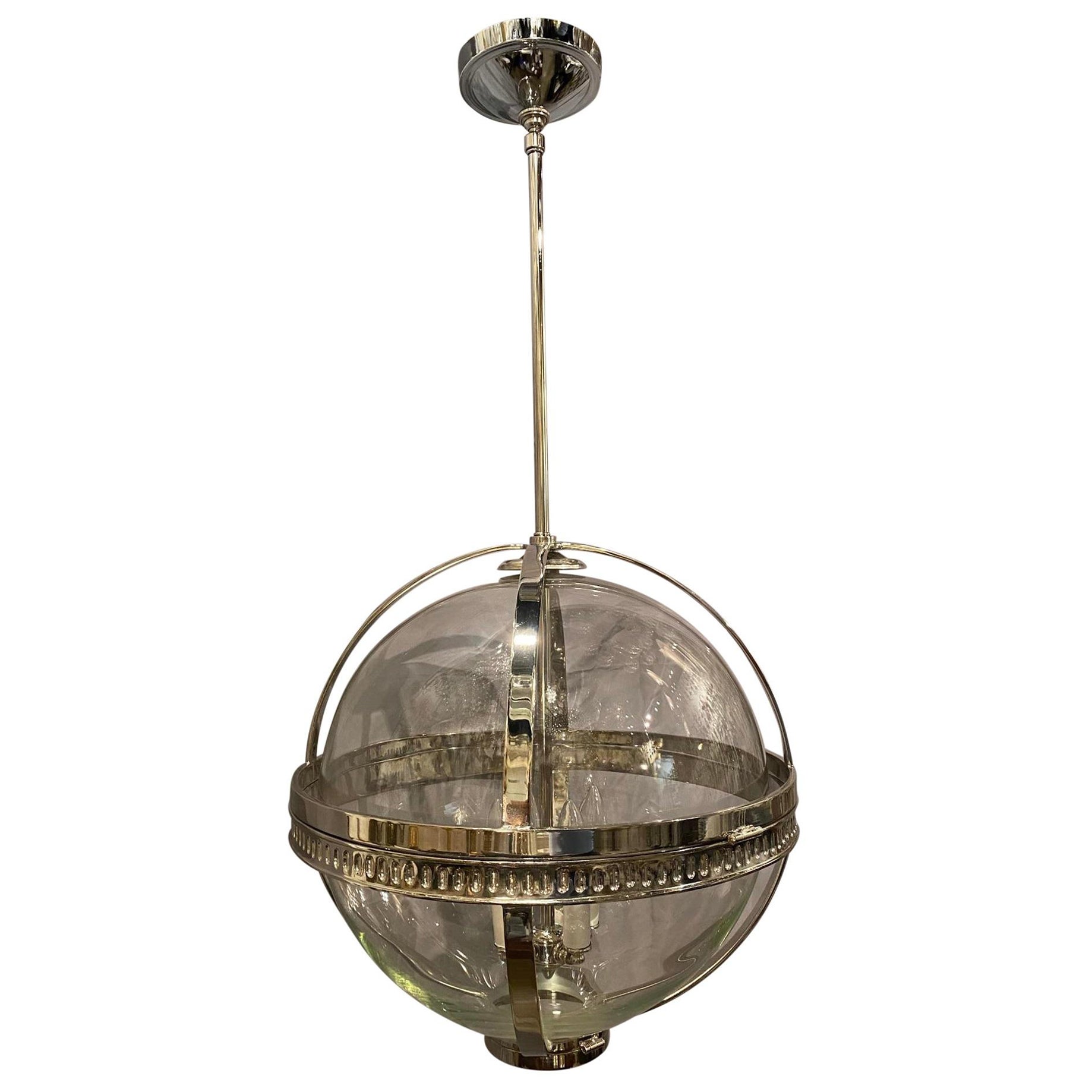 1930s French Nickel Plated Light Fixture For Sale