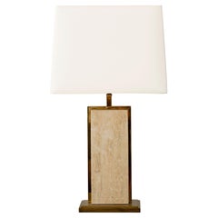 Vintage Travertine + Brass Table Lamp