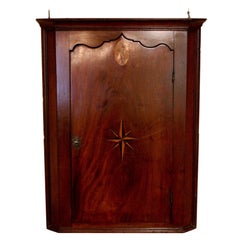 Antique Circa 1800 English Hanging Blind Door Corner Cabinet