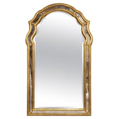 Large French Arch-Top Gilt Wall Mirror (H 45 1/2 x W 27 1/2)