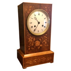 French Inlaid Marquetry Rosewood  Mantle Clock, 1820