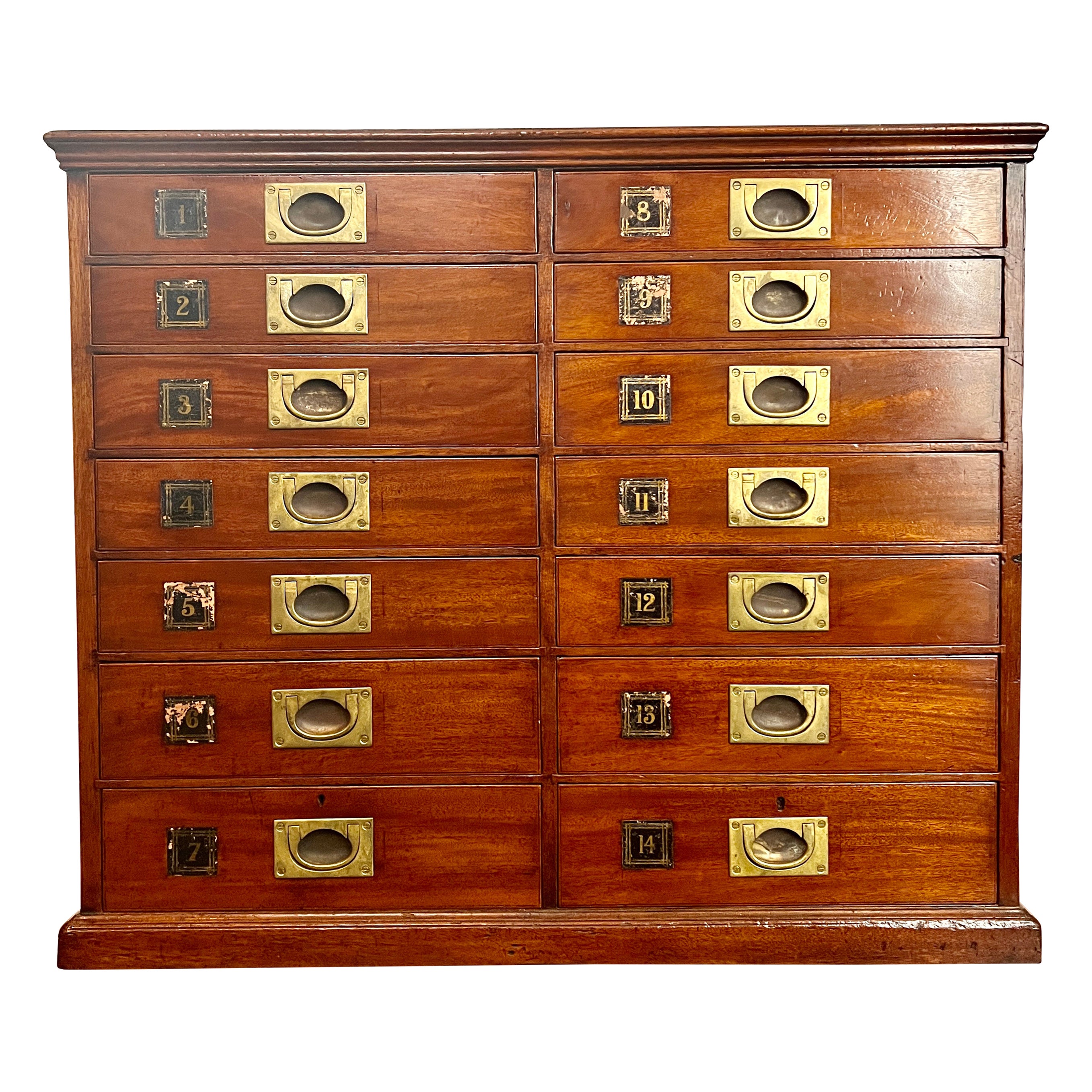 Antique English Mahogany Collectors Cabinet, Circa 1870.