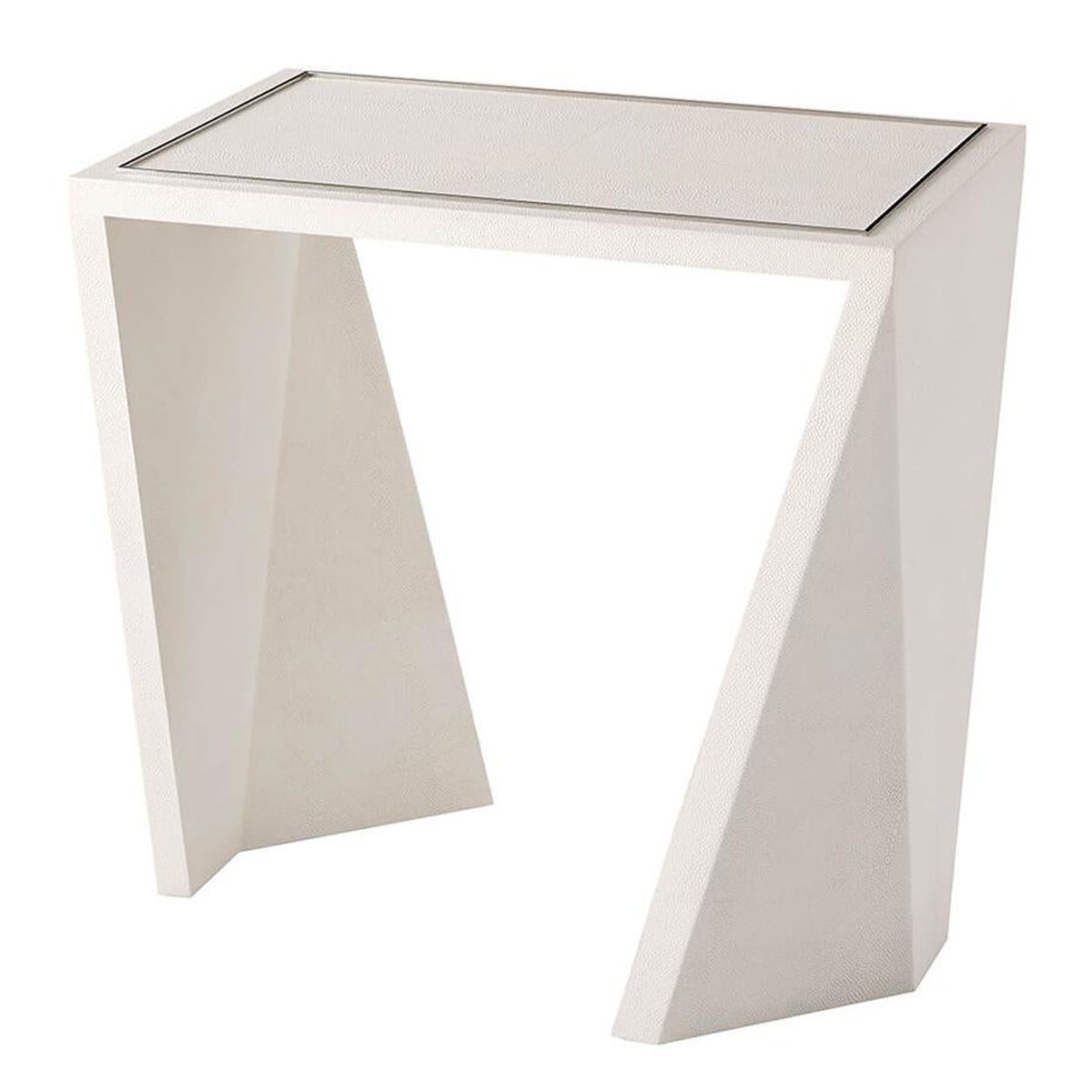 Modern Ivory Leather Side Table For Sale