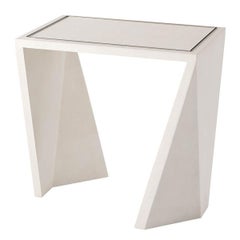 Table d'appoint moderne en cuir ivoire