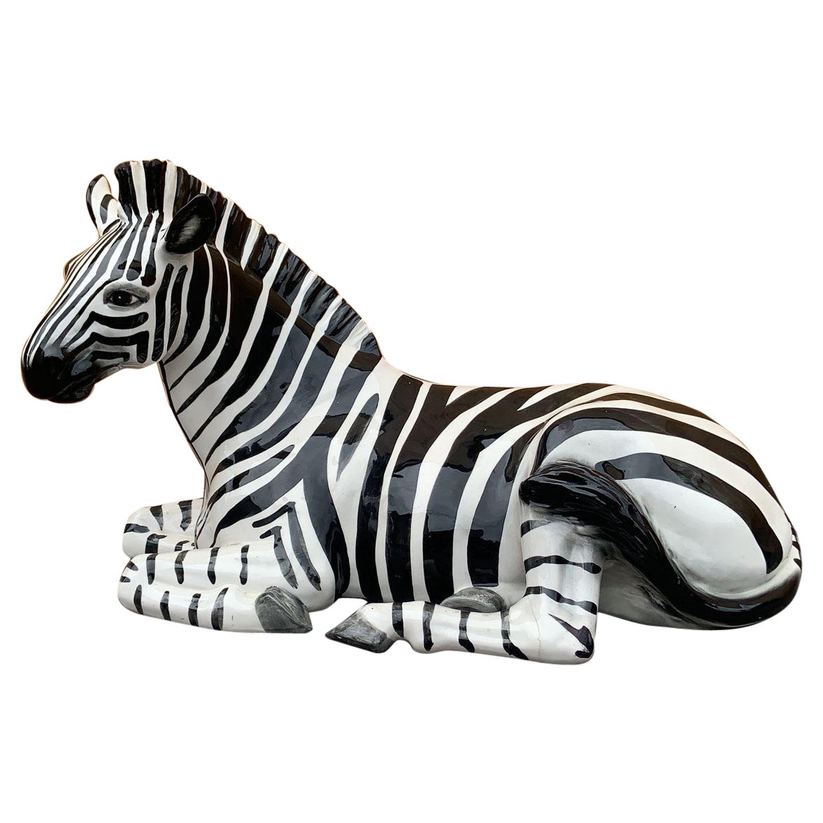 Mid Century Modern Ceramic Zebra Statue Sculpture Figurine  For Sale