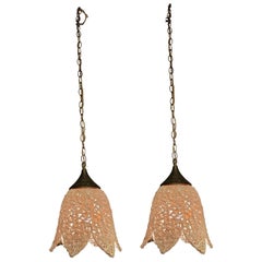 Pair of Mid Century Danish Flower Pendant Lights