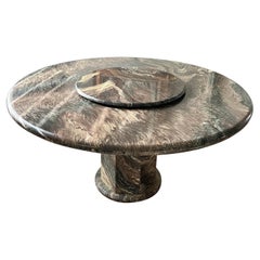 Vintage Italian Cipollino Marble Round Dining Table Attributed to Roche Bobois