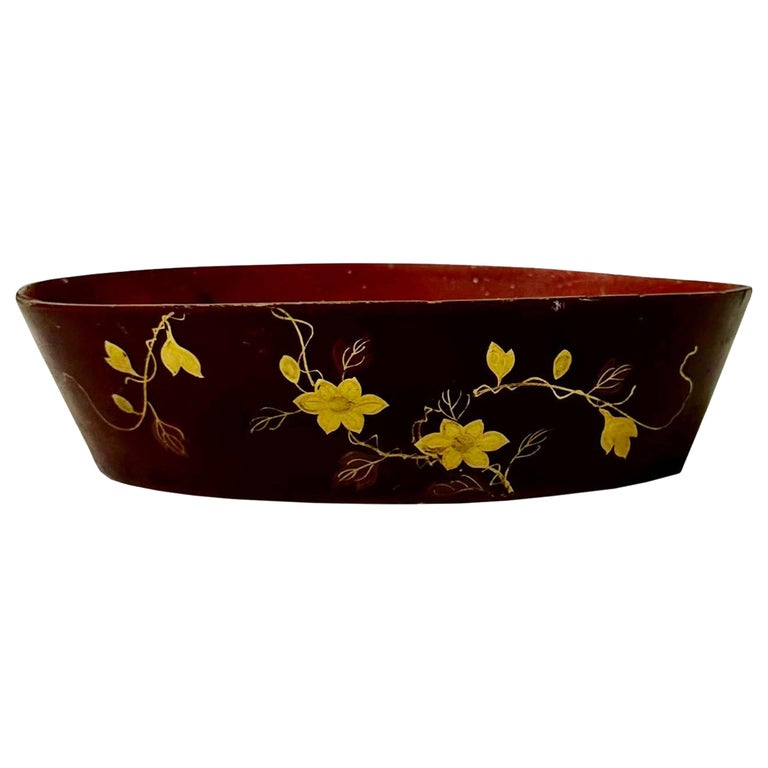 Multicoloured Paper Mache Floral Laquered Bowl With Detailed
