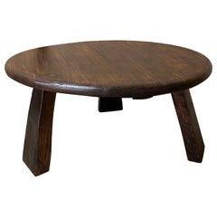 Round Cedro Wood Coffee Table With Three Legs