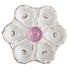 19th Century French Majolica Porcelain Oyster Plate