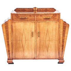 Antique Art Deco Walnut Sideboard circa 1930s