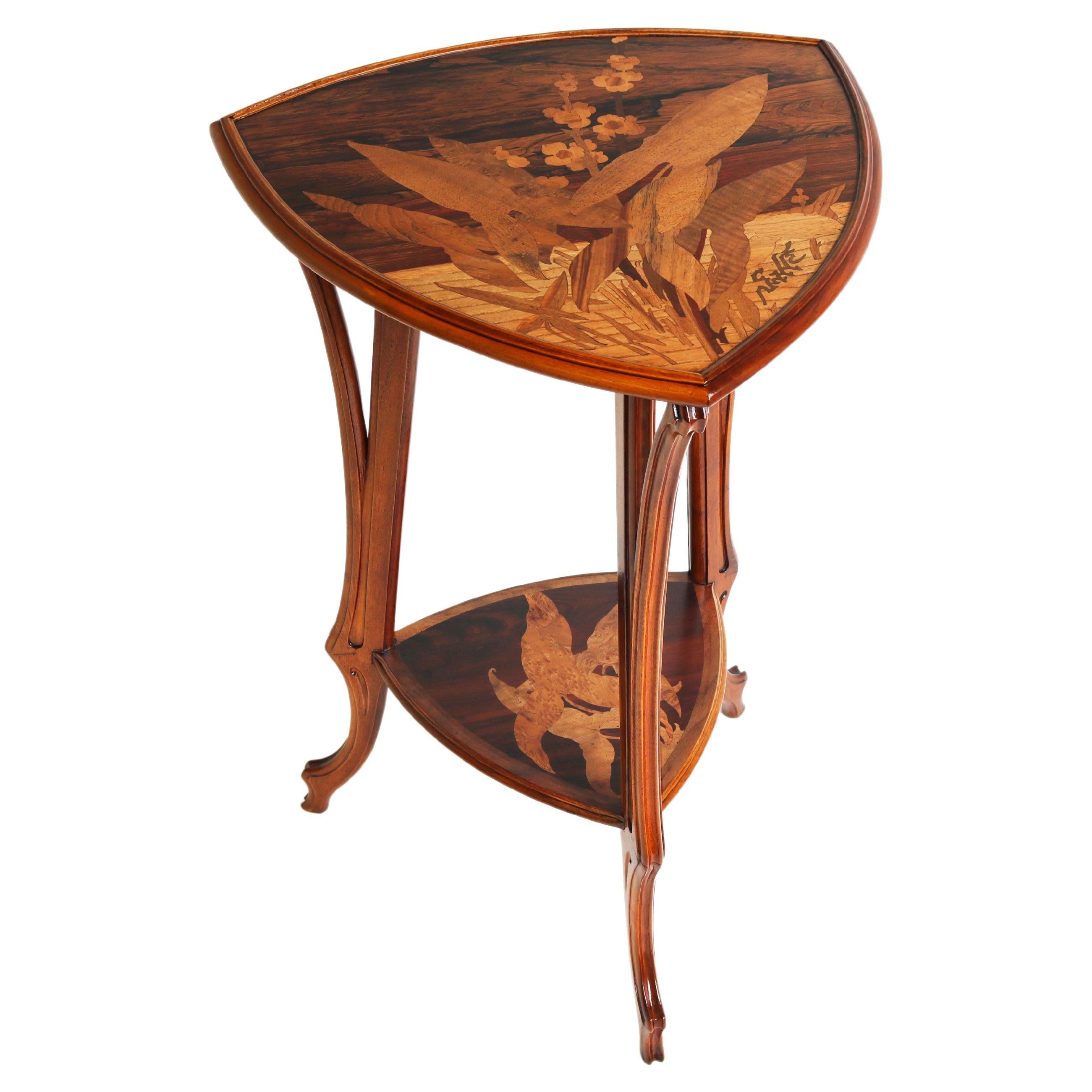 Original rare antique French Art Nouveauu  Side table / Gueridon by Emile Gallé  For Sale