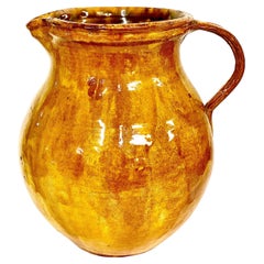 19th C. French Opulent Glazed Terracotta Water Pitcher