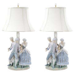 Vintage Mid 20th Century Pair "La Tarantela" Porcelain Limited Edition Table Lamps