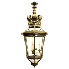 Antique Gilt Bronze & Crystal Lantern