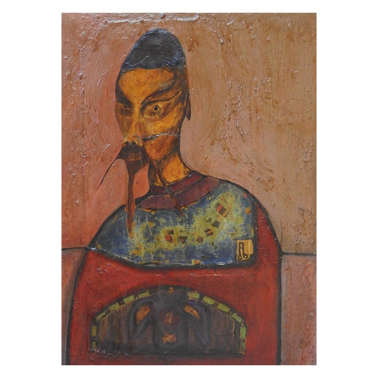 Mid 20th Century Absract Mixed Media Collage Portrait Painting For Sale