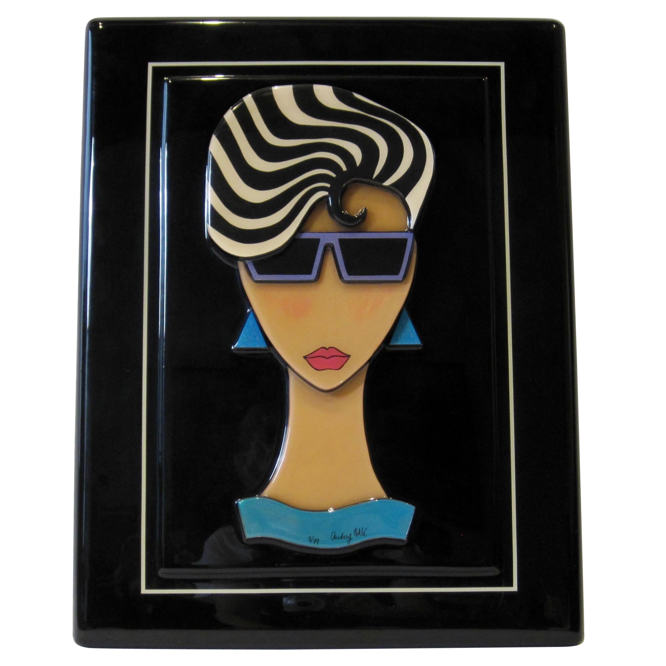 Postmodern Resin Relief Wall Sculpture, Audrey Cohlé Signed and Numbered For Sale