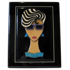 Vintage Postmodern Resin Relief Wall Sculpture, Audrey Cohlé Signed and Numbered