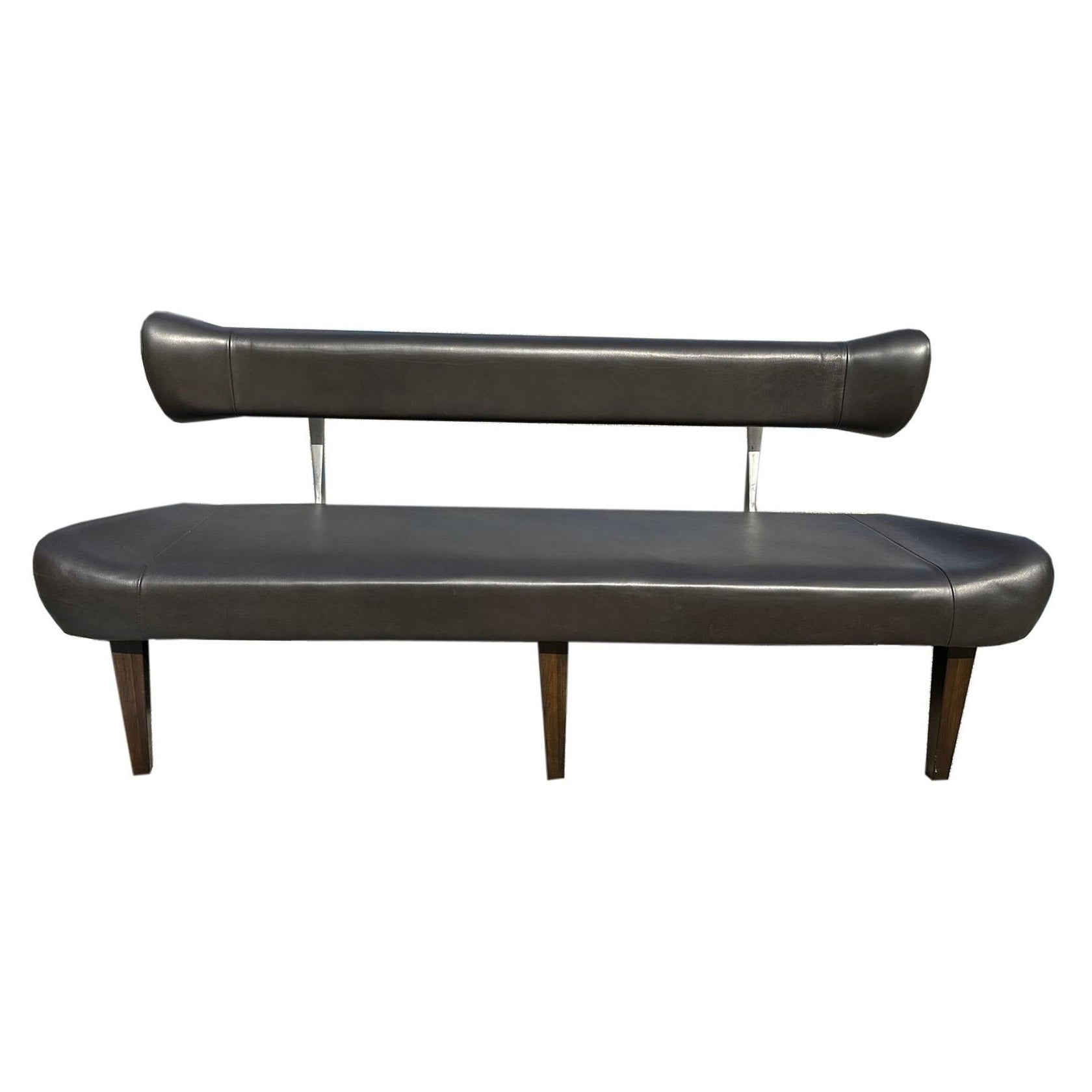 Jordan Mozer “Papa” Modernist Leather Settee  For Sale