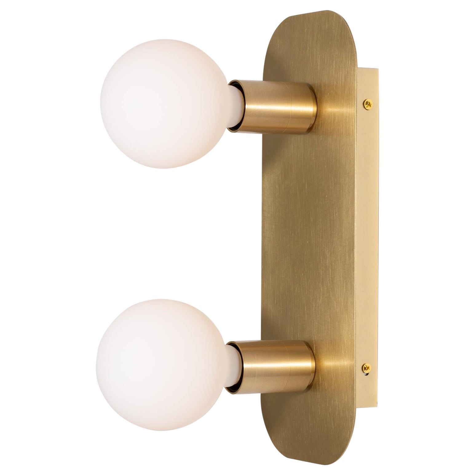 Lozenge Double Sphere Surface Mount Brushed Brass Wall Light