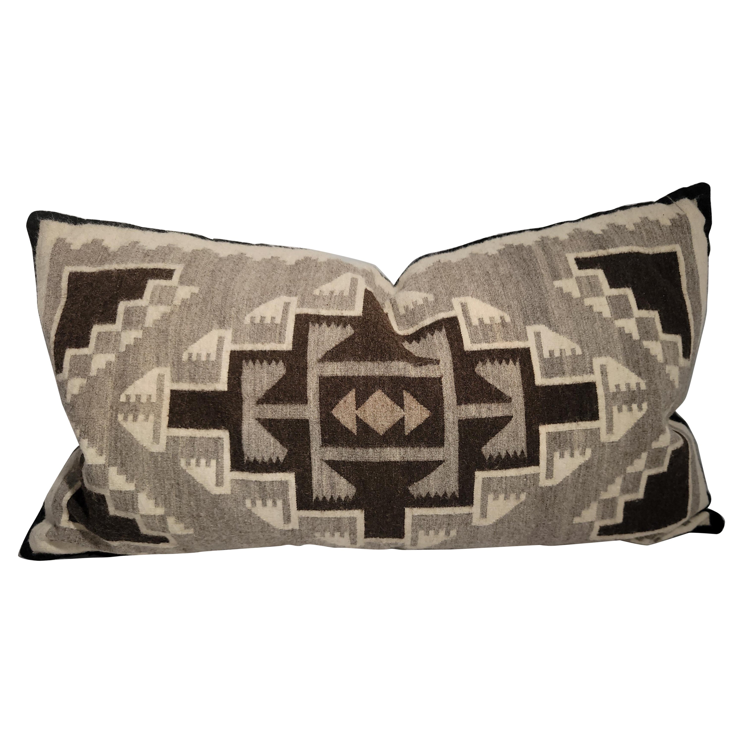 Two Grey Hills Navajo Weaving Pillow  For Sale