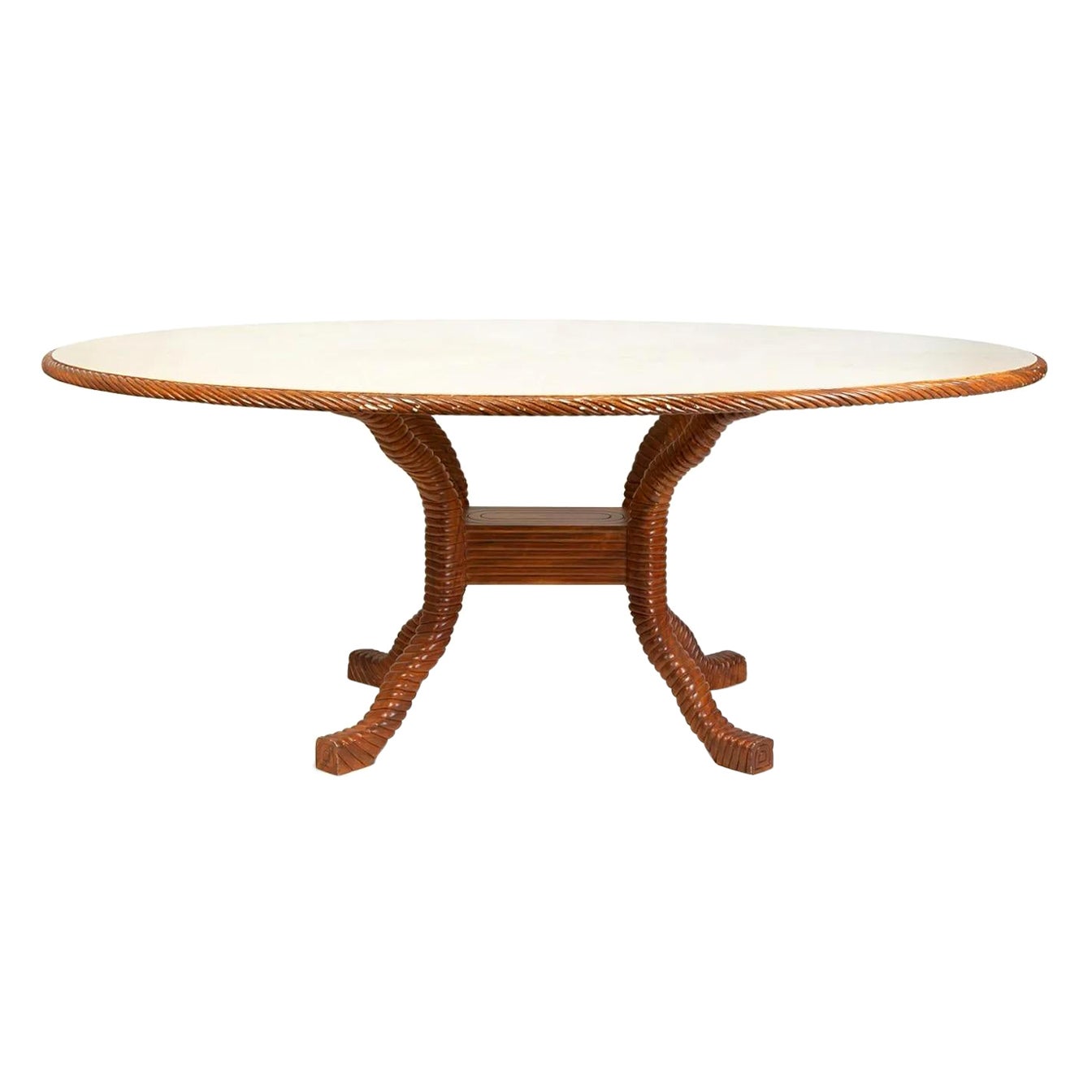 Italian Faux-Painted and Rope Carved Dining Table For Sale