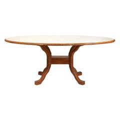 Retro Italian Faux-Painted and Rope Carved Dining Table